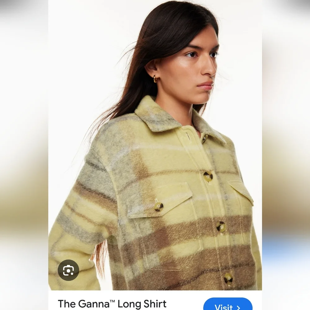 ✨️SOLD✨️NWT-Aritzia Ganna Long/Coat in Brown & Yellow Plaid Ladies Sz S - Picture 2 of 8